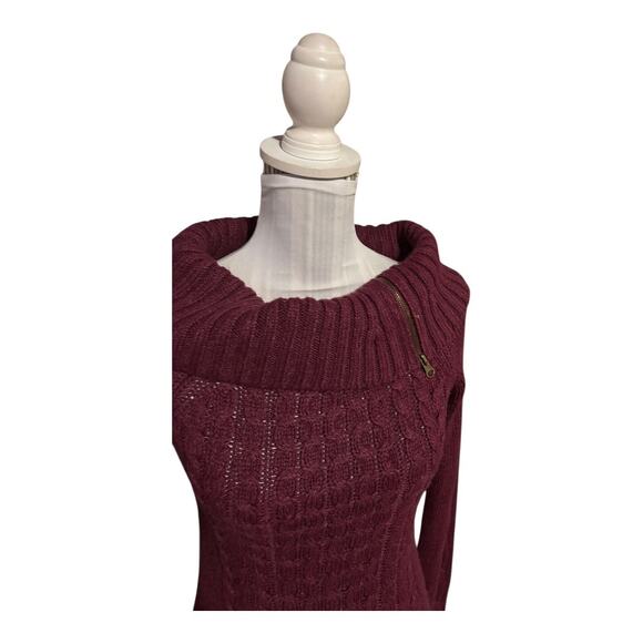 Slimmer By J.J. Basics Maroon Sweater Cowlneck Size S - Picture 2 of 4